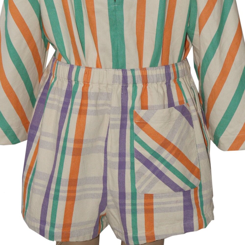 Free People Free Est The Tone Set Striped Printed Oversized Top Shorts XL - Picture 6 of 11